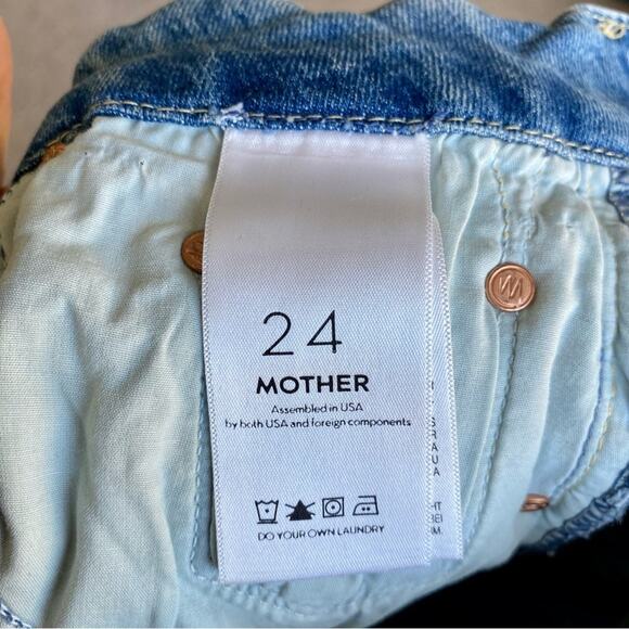 Mother Cotton Blend Looker Step Distressed Casual Prep Minimal Ankle Fray Jeans - Picture 5 of 10